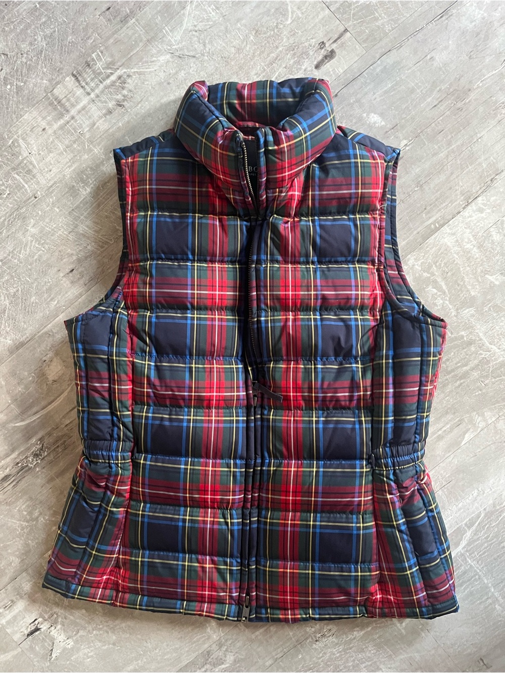 Talbots Red and Navy tartan Plaid Quilted Puffer Vest sz S NWOT